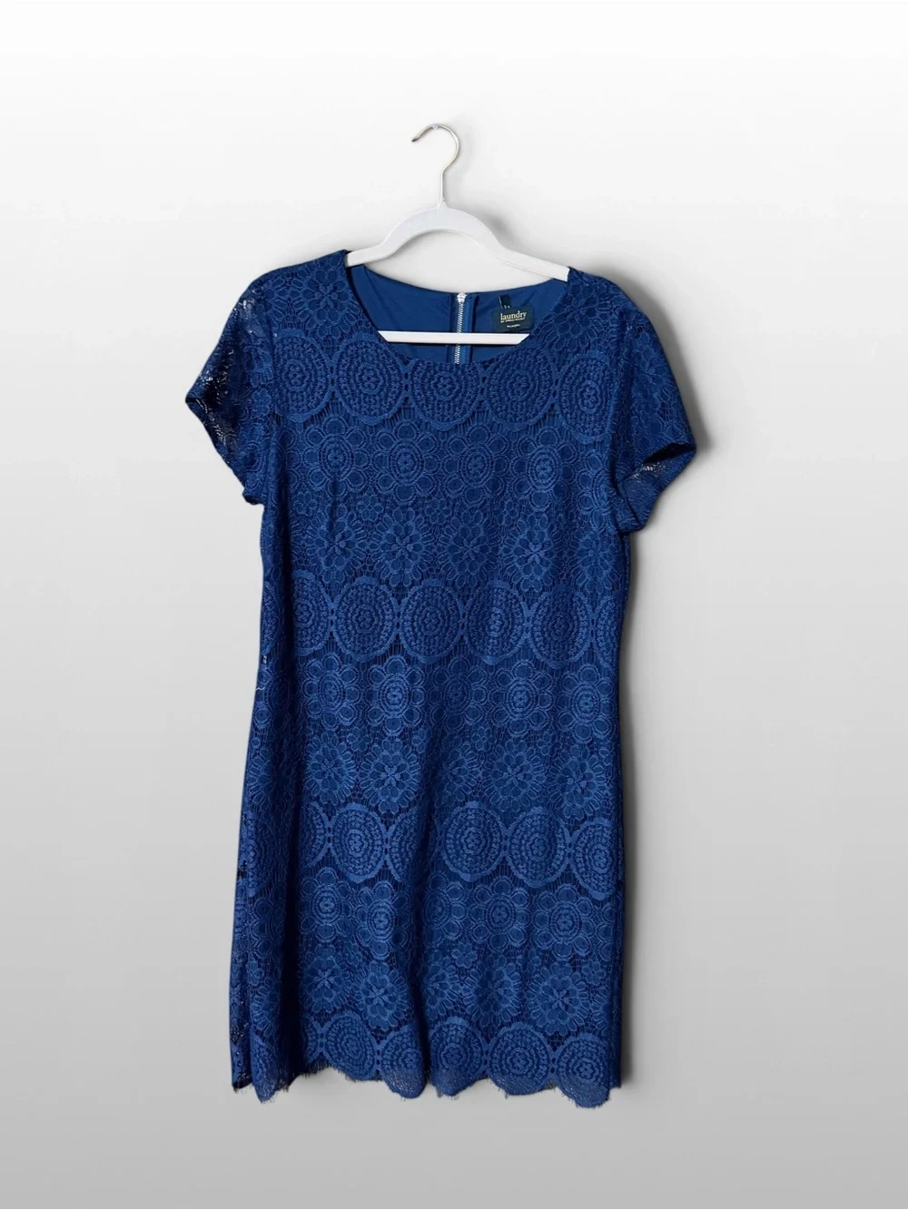 Laundry by Shelli Segal Navy Lace Shift Dress Size 12 Cocktail Party